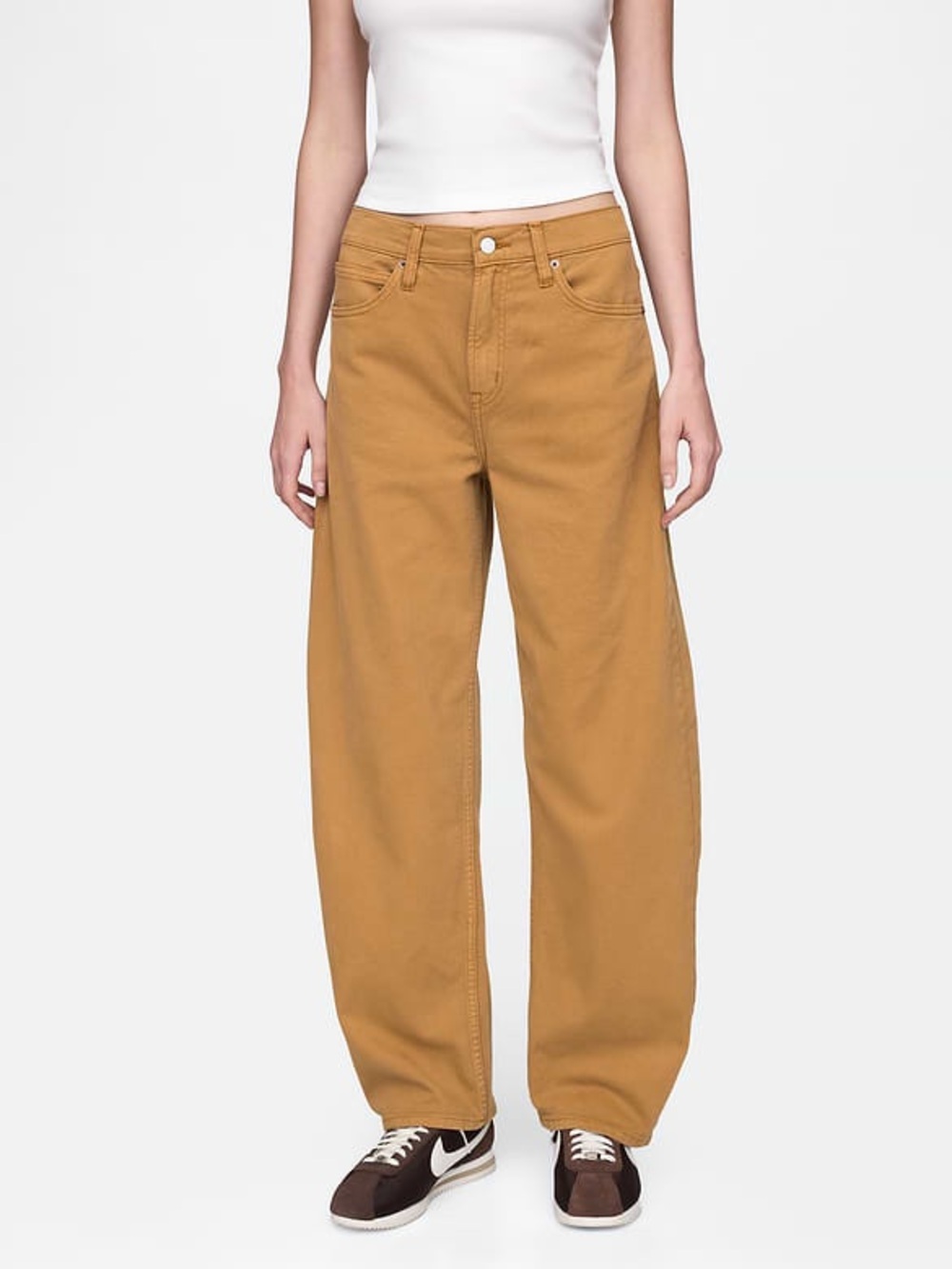 Gap womens barrel high rise beige pants size 27 4R